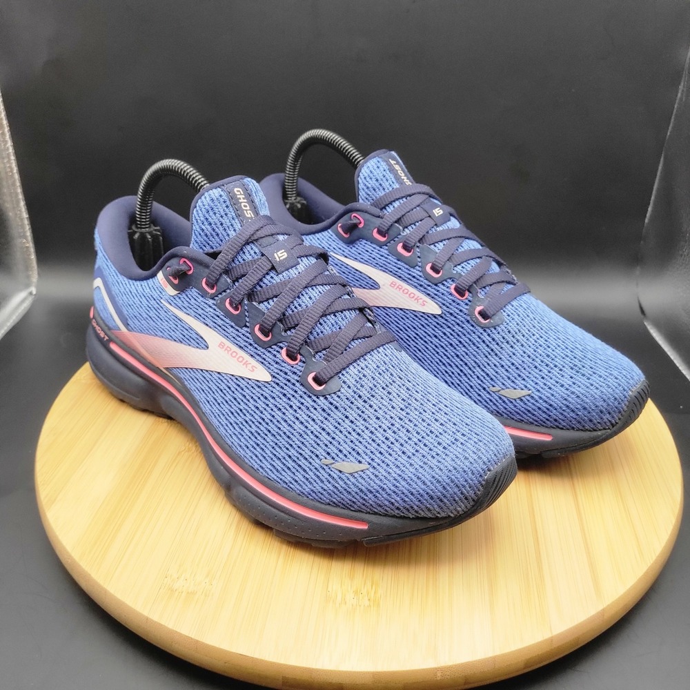 Brooks Ghost 15 Womens Blue Pink Running Shoes 1203801B469 Size 8.5 Medium B